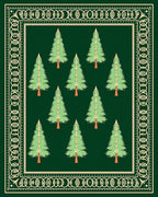 Forest Green Pine Tree Border Rug