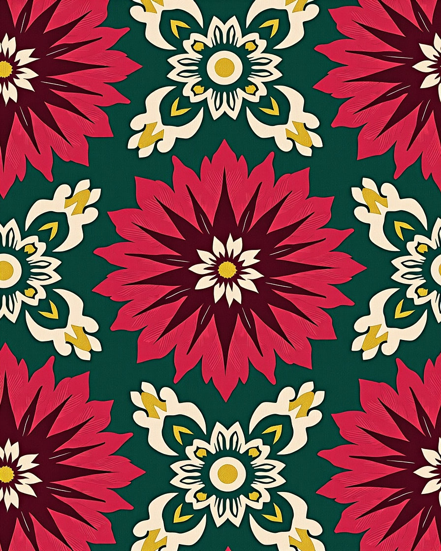 Crimson Floral Medallion Teal Rug