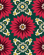 Crimson Floral Medallion Teal Rug