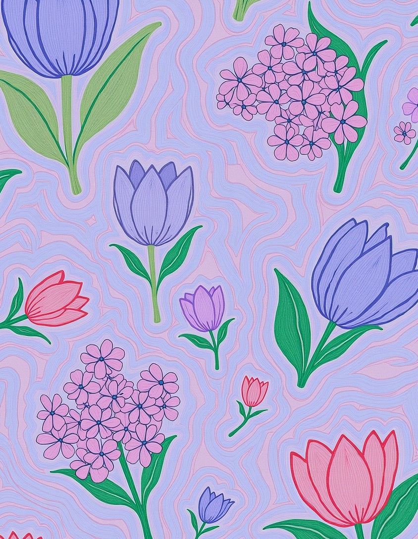 Lavender Lilac Tulip Garden Rug