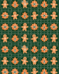 Orange Gingerbread Leaves Tile Rug