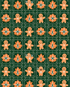 Orange Gingerbread Leaves Tile Rug