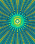 Teal Yellow Sunburst Radial Rug