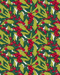 Rich Red Berry Leafy Garland Rug