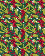 Rich Red Berry Leafy Garland Rug