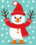 Festive Red Snowman White Dots Rug