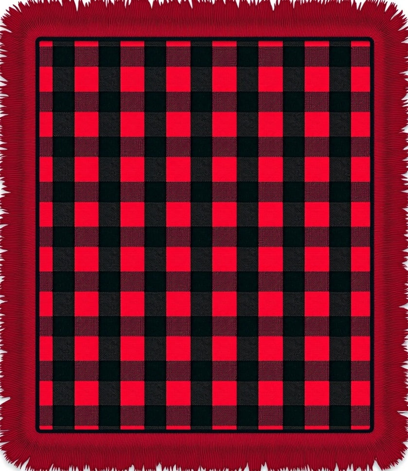 Bold Red Black Gingham Checks Rug