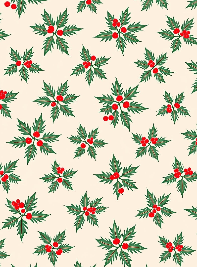 Festive Green Holly Berry Sprays Rug