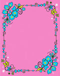 Pink Blue Yellow Floral Whimsical Border Rug
