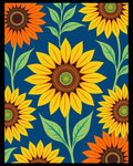 Vibrant Sunflower Garden With Blue Background Rug