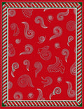 Red White Swirl Abstract Whimsical Art Rug