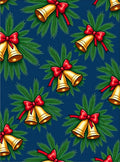Golden Rings Christmas Bells and Pine Rug