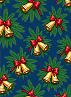 Golden Rings Christmas Bells and Pine Rug