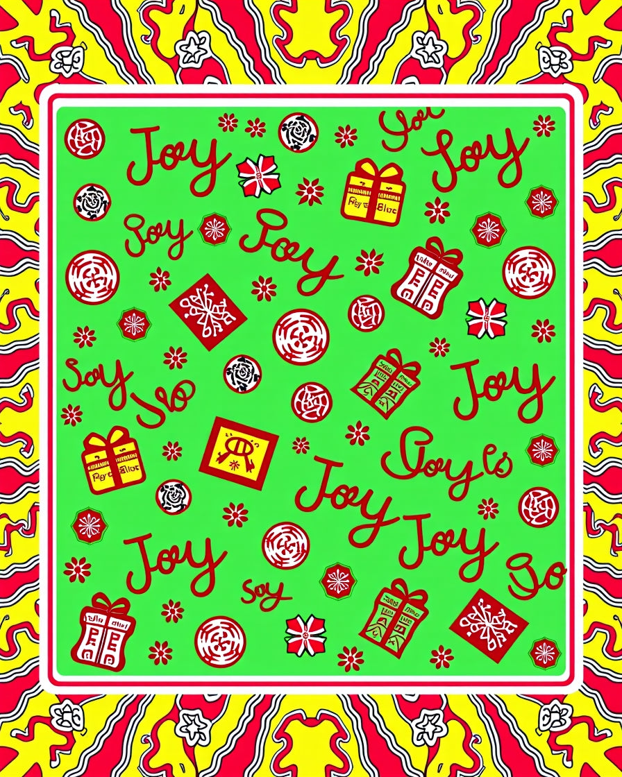 Happy Red Gift Medallion Background Rug