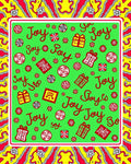 Happy Red Gift Medallion Background Rug
