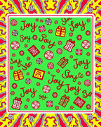 Happy Red Gift Medallion Background Rug