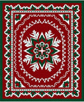 Crimson Emerald Folk Floral Medallion Rug