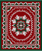 Crimson Emerald Folk Floral Medallion Rug