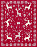 Crimson Reindeer Snowflake Border Rug
