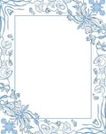 Blue Floral Vine Border Rug