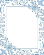Blue Floral Vine Border Rug