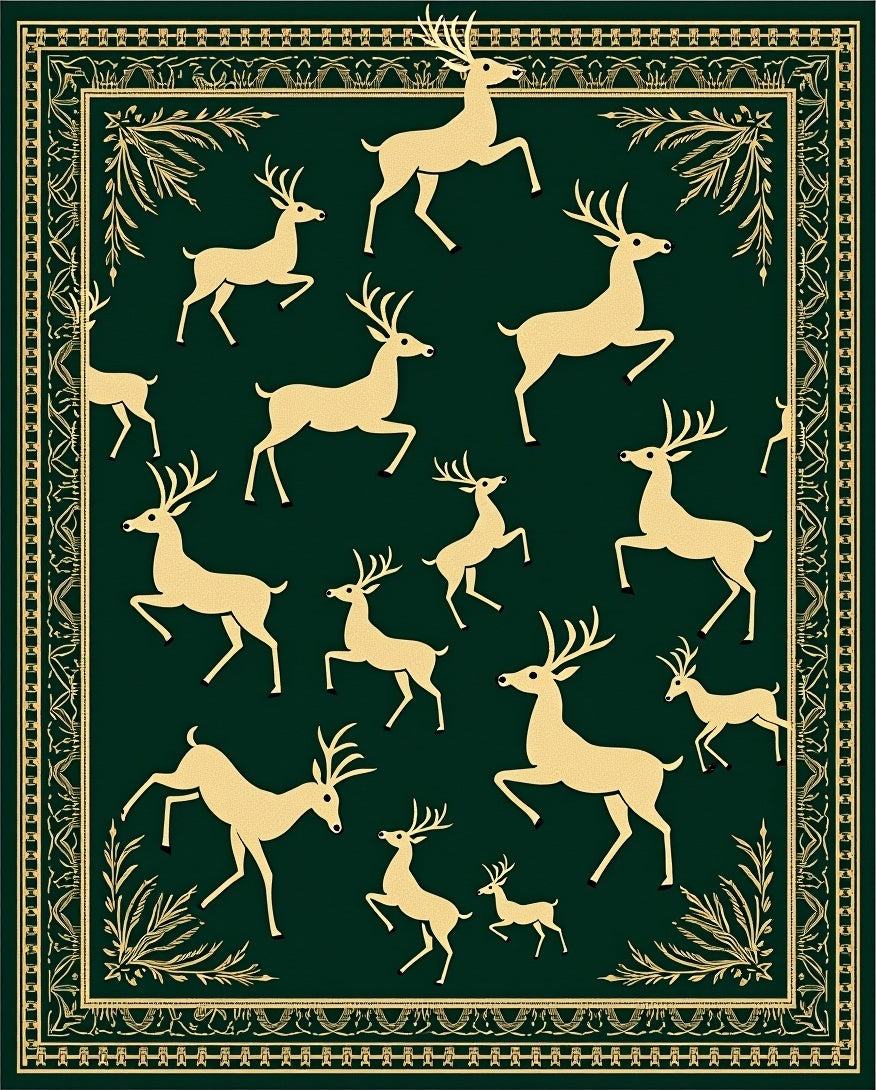 Forest Green Golden Stag Herd Rug