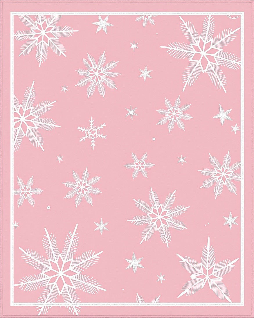 Pink White Snowflake Cluster Rag Rug