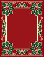 Classic Red Green Holly Border Rug