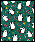 Festive Penguin Candy Cane Star Collage Rug