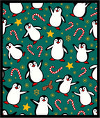 Festive Penguin Candy Cane Star Collage Rug