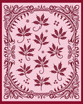 Crimson Maple Leaf Filigree Border Rug