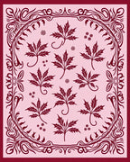 Crimson Maple Leaf Filigree Border Rug