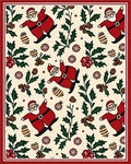 Jolly Santa Christmas Holly Garland Rug