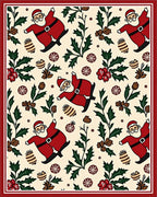 Jolly Santa Christmas Holly Garland Rug