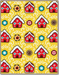 Whimsical Red Gingerbread Houses Yellow Rug