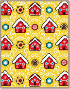 Whimsical Red Gingerbread Houses Yellow Rug