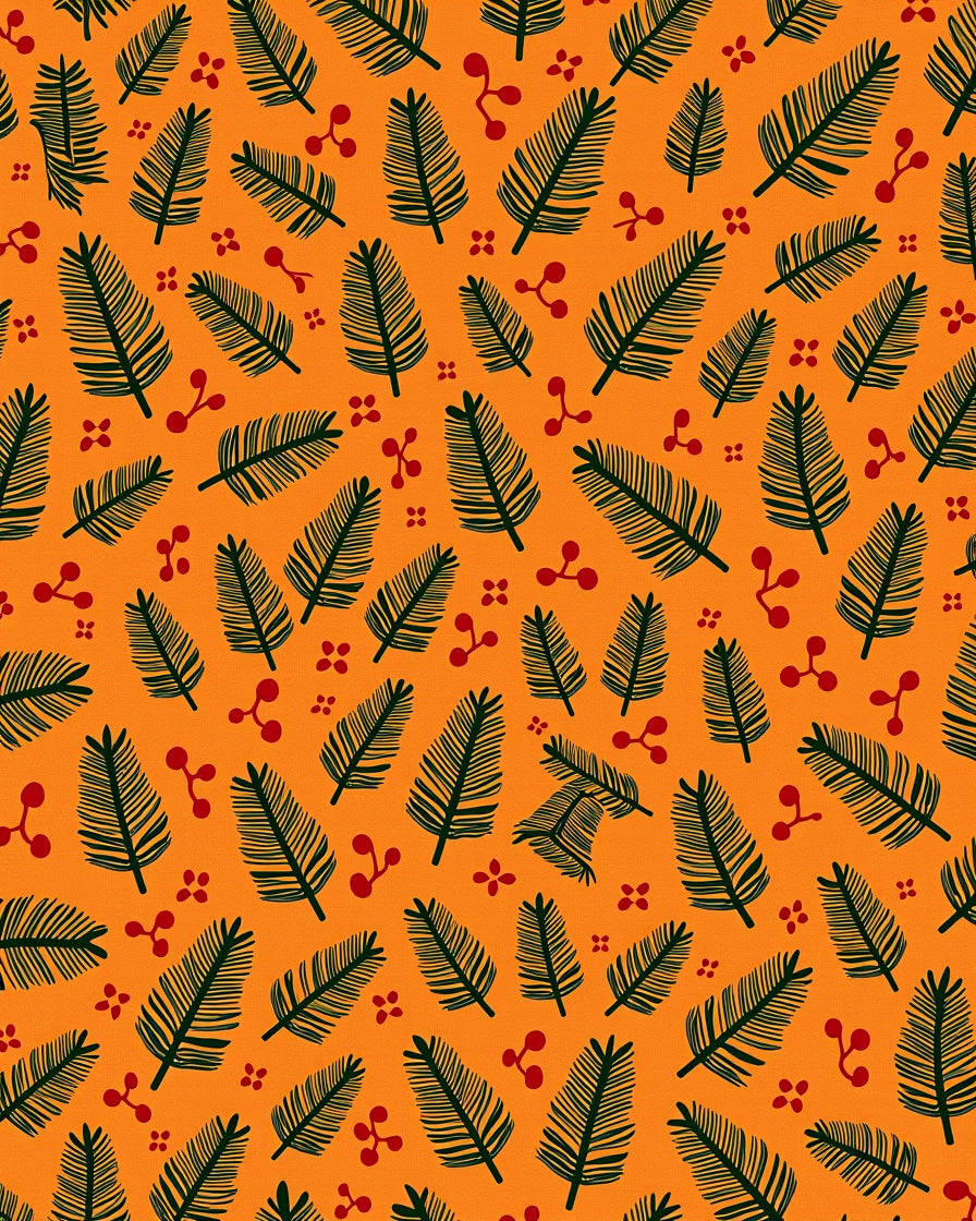 Forest Green Ferns and Berries Rug