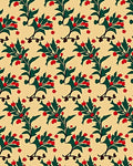 Rustic Red Berry Leaf Vine Rug