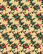 Rustic Red Berry Leaf Vine Rug