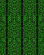 Electric Green Intricate Abstract Stripe Rug