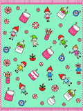 Whimsical Elf Candy Christmas Bauble Rug