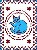 Blue Feline Star Borderrug Rug