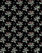 Ornate Leaf Berry Scattered Black Rug