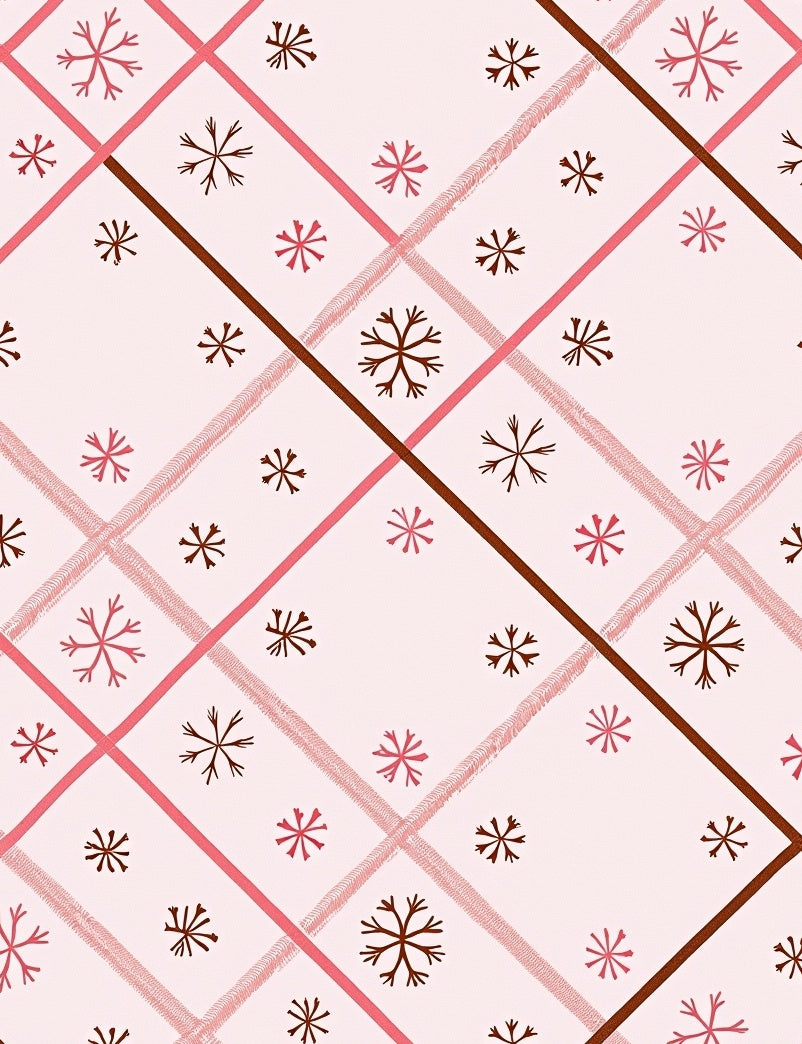Pink Plaid Snowflake Medallion Rug