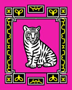 Bold Pink Tiger Frame Rug