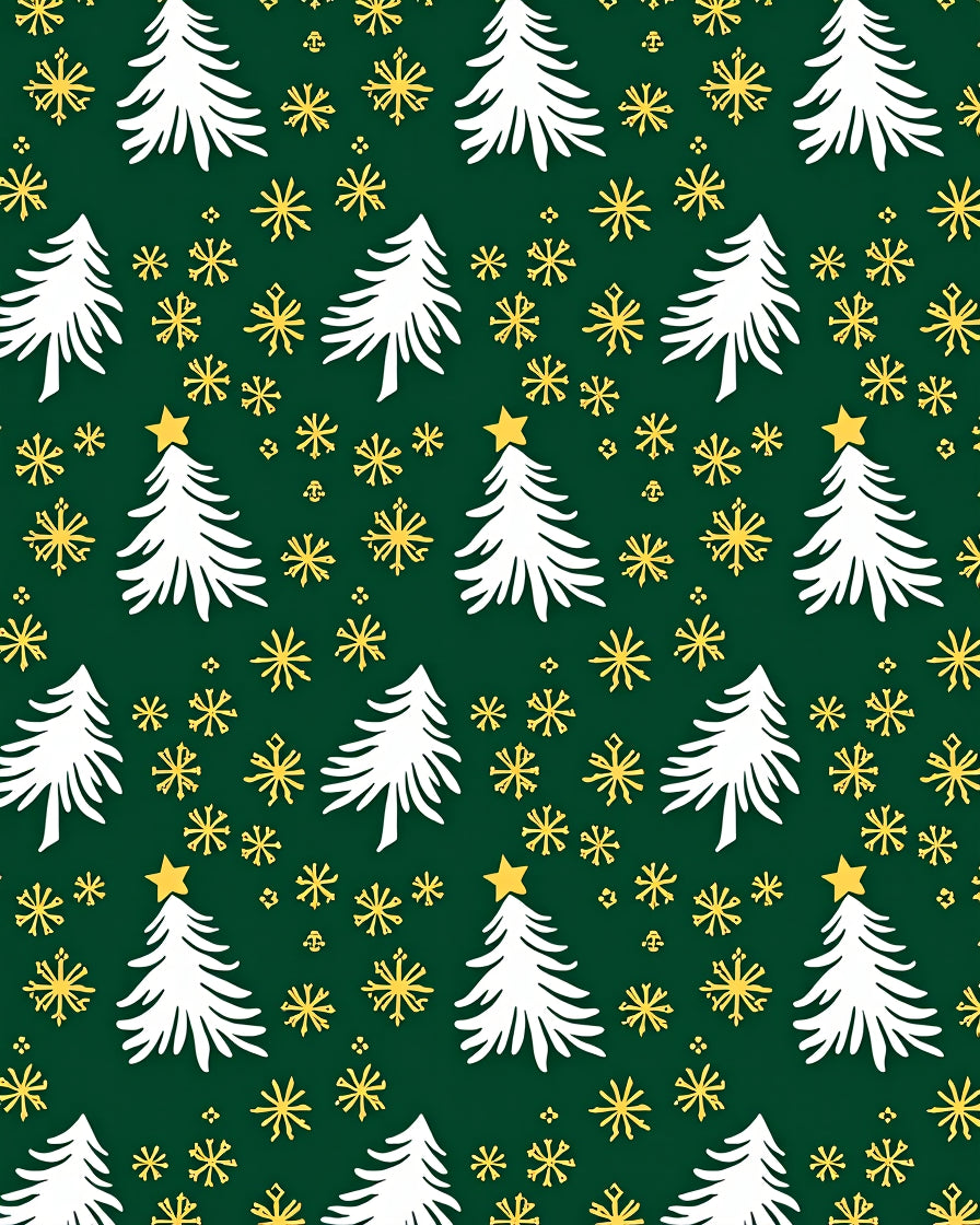 Festive White Pine Gold Star Snowflake Rug