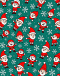 Festive Elves Snowflakes Teal Background Rug