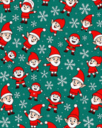 Festive Elves Snowflakes Teal Background Rug