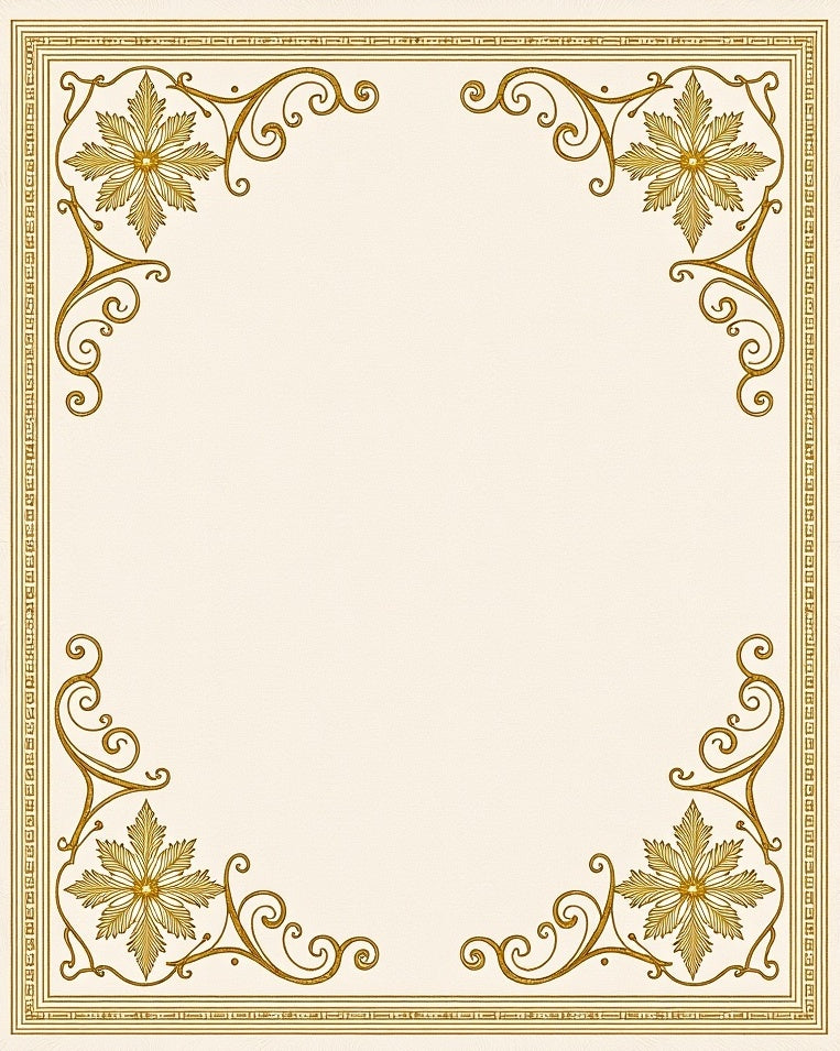 Golden Leafy Swirl Border Rug