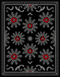 Black White Red Floral Medallion Rug